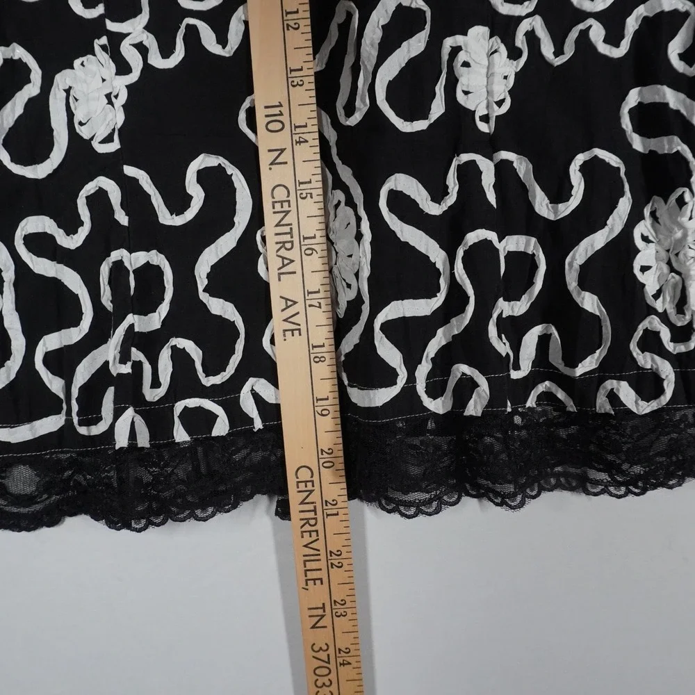 VTG Alberto Makali Black White Floral Soutache Lace Trim Bell‎ Sleeve Jacket 8